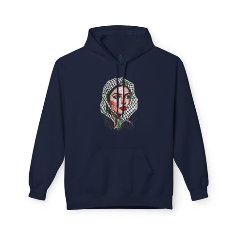 Palestine Woman Art Hoodie Unisex - Keffiyeh Scarf Dual-Sided Graphic Pullover